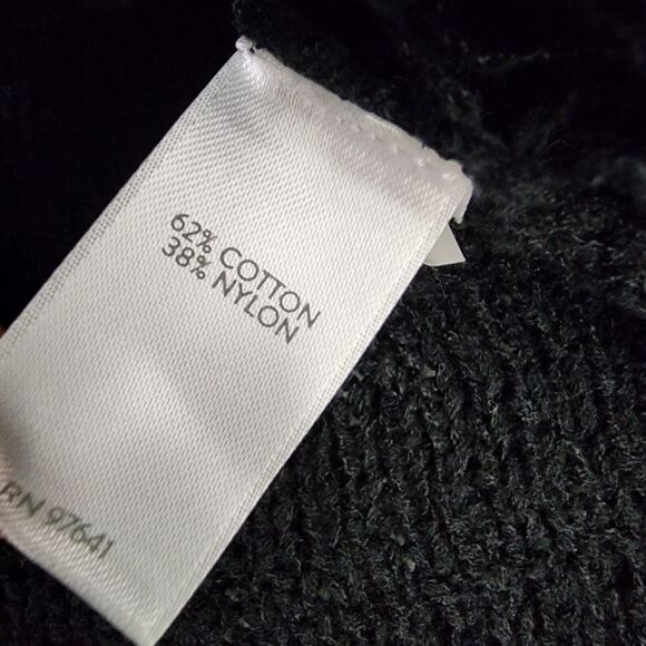 J Jill Sweater Size Medium Womens Black Fringed Tunic Textured Knit Long Sleeve - Picture 8 of 9